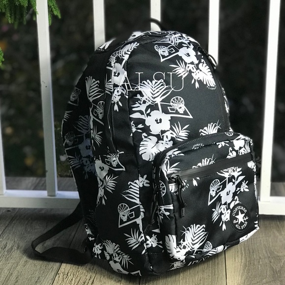 Converse Handbags - NWT Converse Go Backpack Flowers Black White 💐